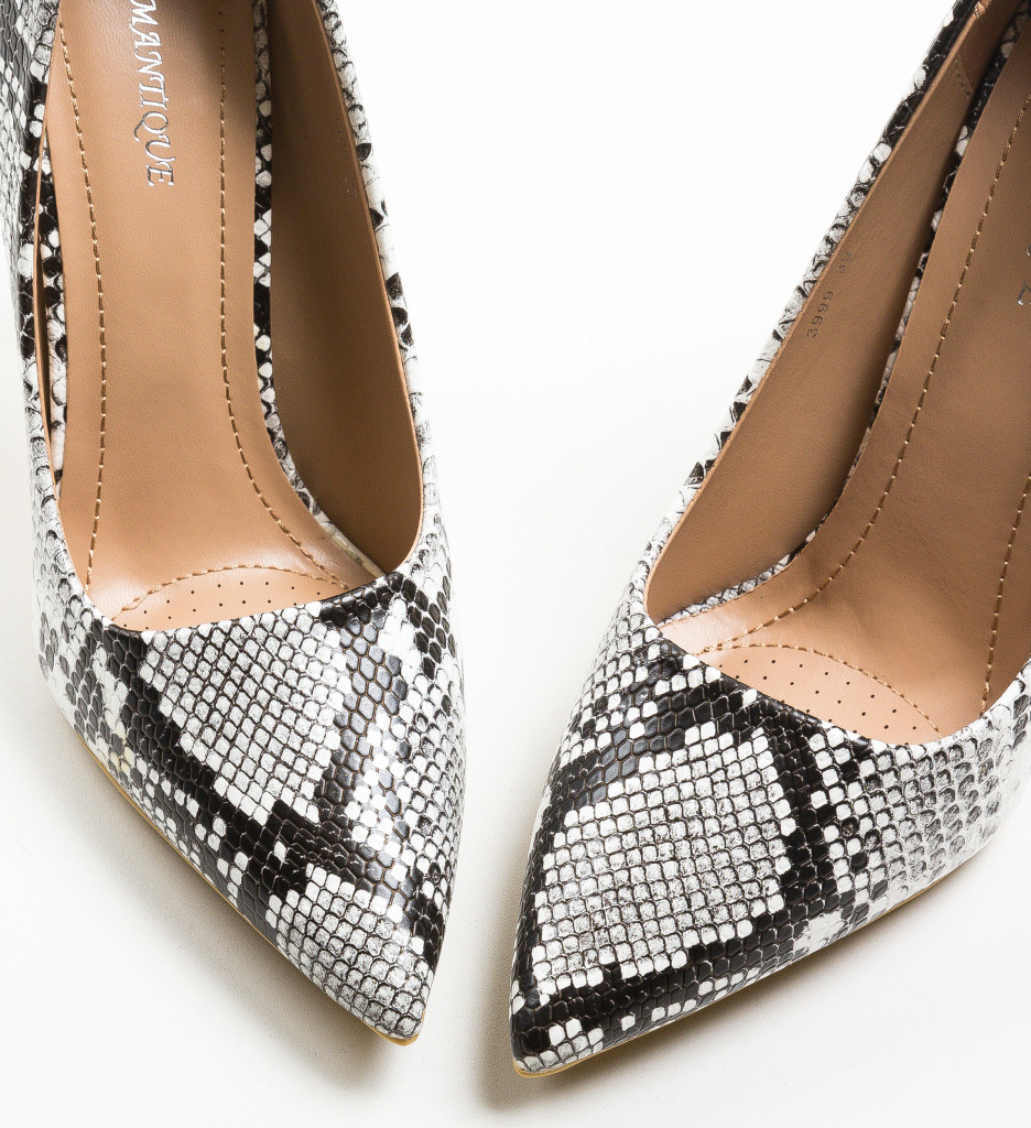 Pantofi Fear Albi cu Toc Eleganți - imagine 6