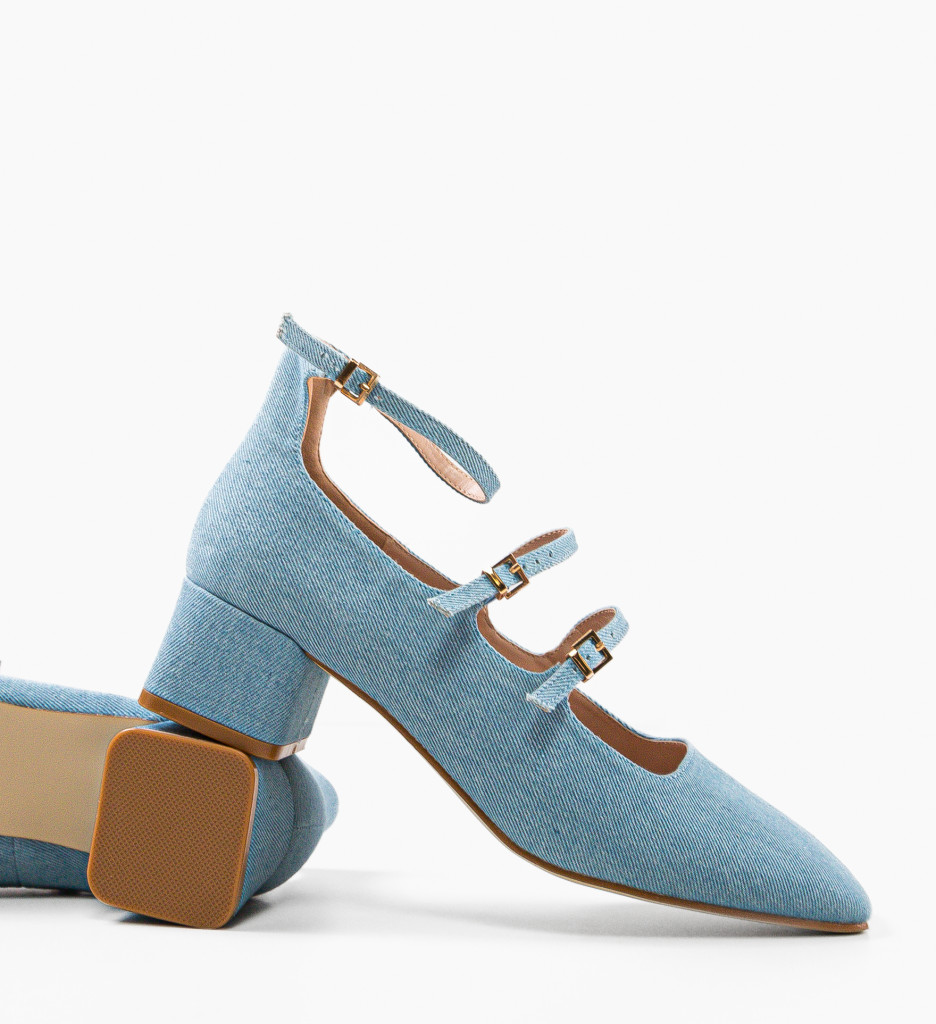 Pantofi dama Jona Albastri cu Toc Eleganți - imagine 8
