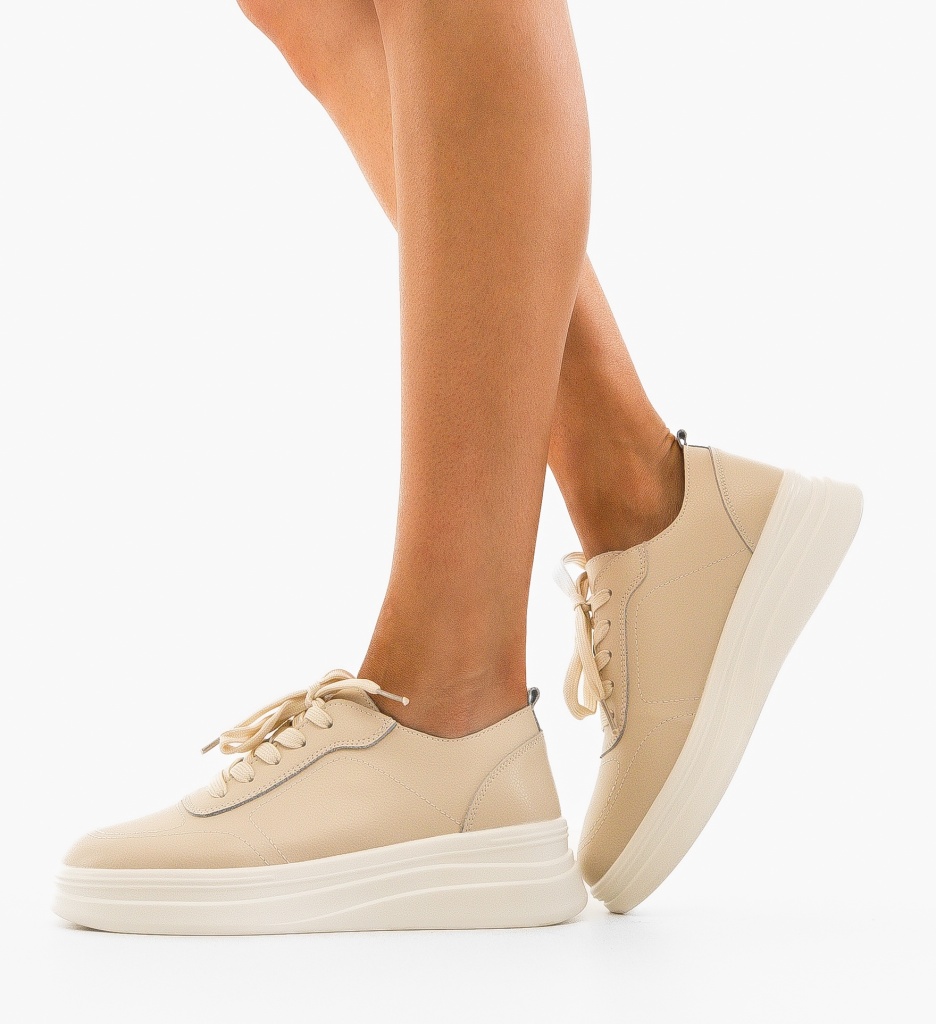 Sneakers Dama Haley Bej | Confort și Stil Urban