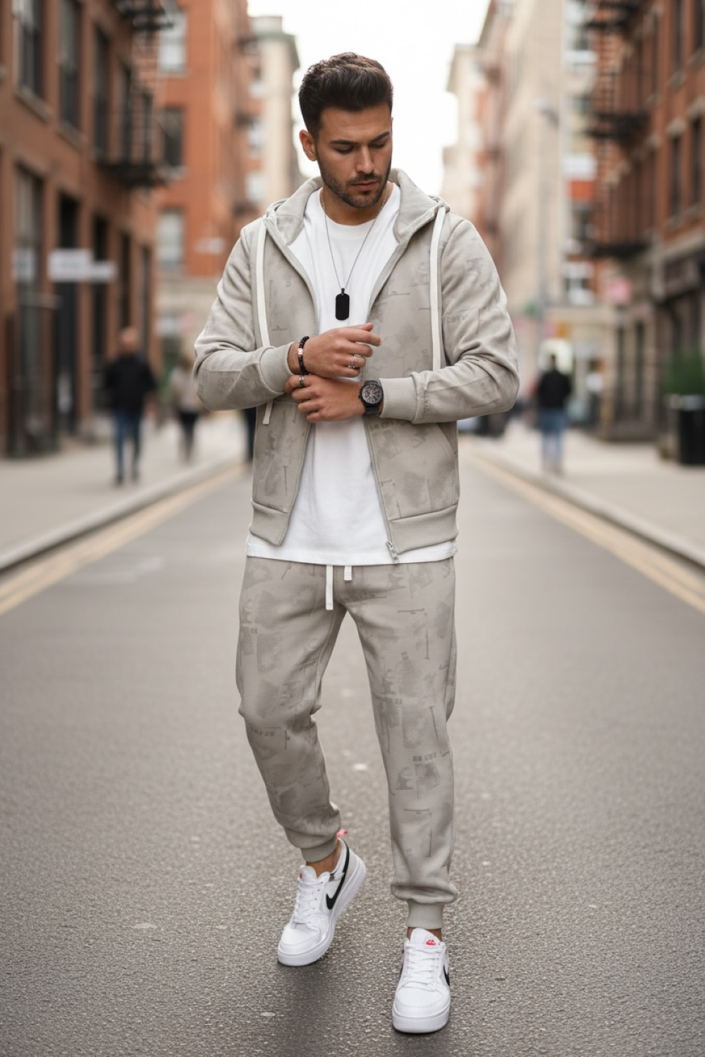 Trening Barbati Slim Fit Bej | Premium