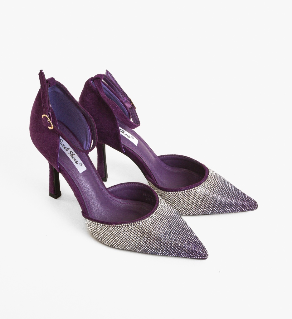 Pantofi Dama Amina Mov cu Toc Eleganți - imagine 6