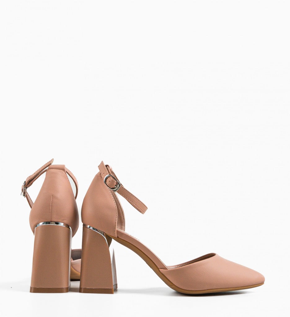 Pantofi Popey Roz Eleganți cu Toc - imagine 12