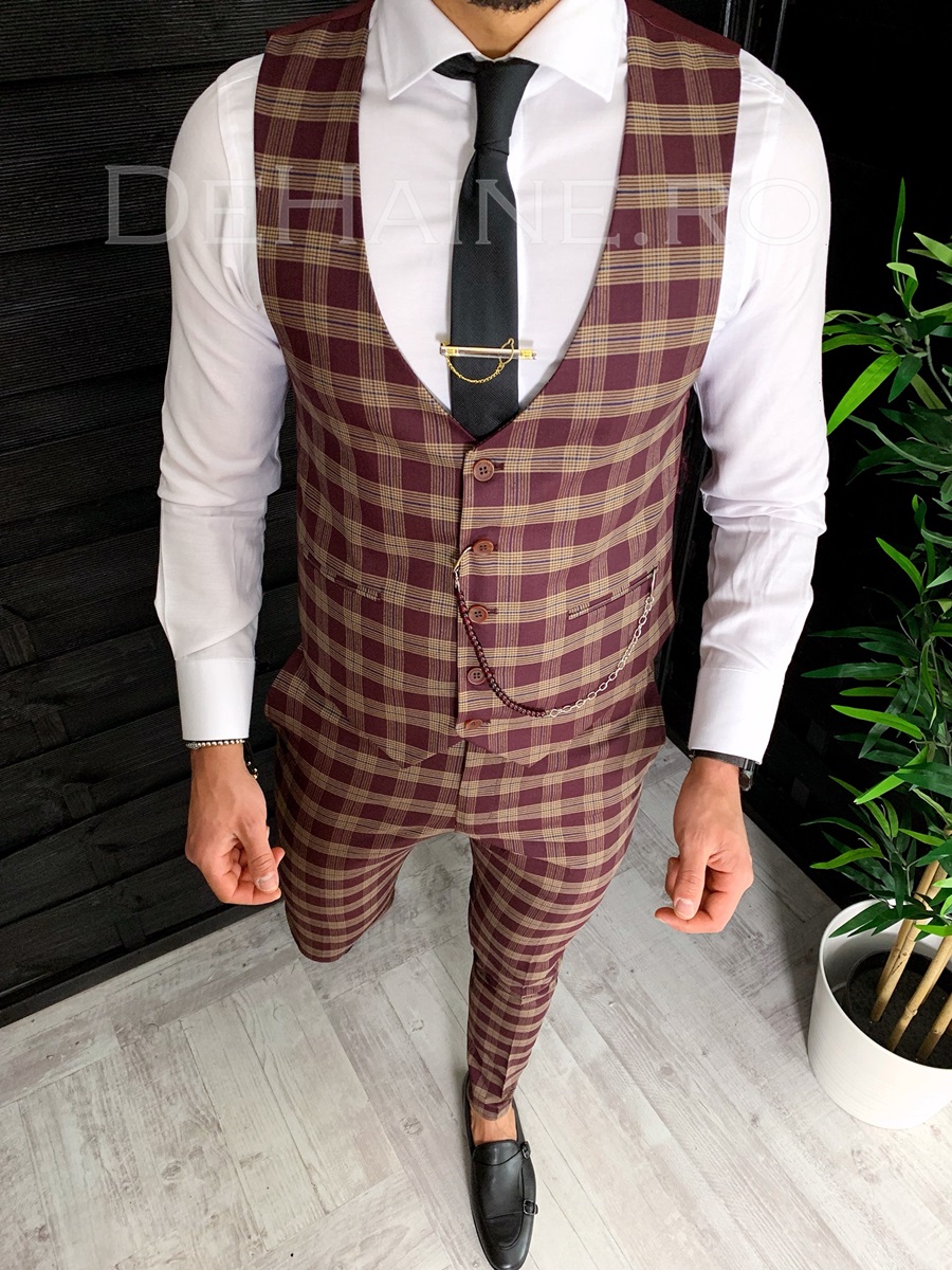 Compleu Barbati Vesta + Pantaloni Eleganți Slim Fit