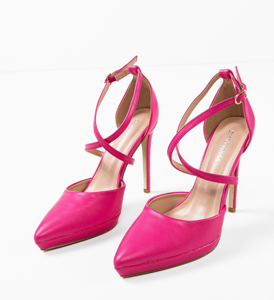 Pantofi dama Horne Fuchsia cu toc elegant - imagine 6