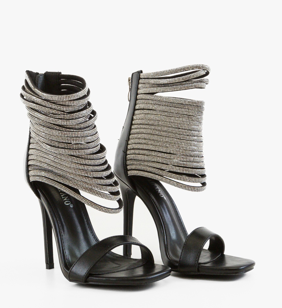 Sandale Dama Pone Negre Elegante cu Toc - imagine 6