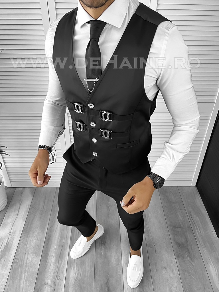 Vesta Barbati Slim Fit Eleganta Neagra