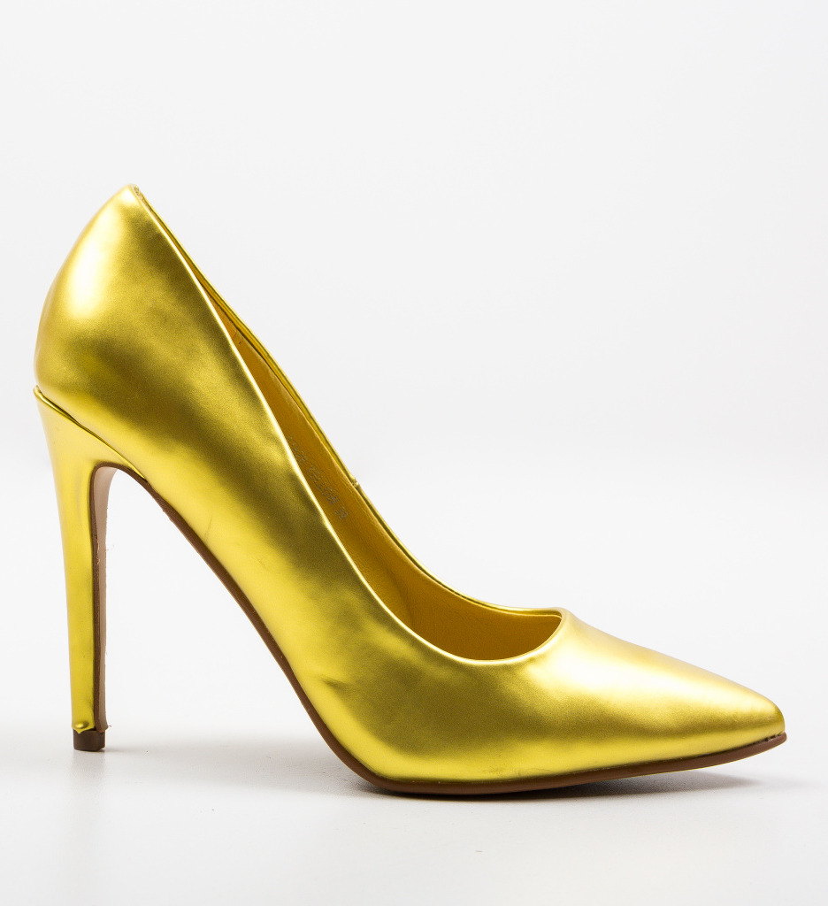 Pantofi Kaci Galbeni cu Toc Eleganți - imagine 5