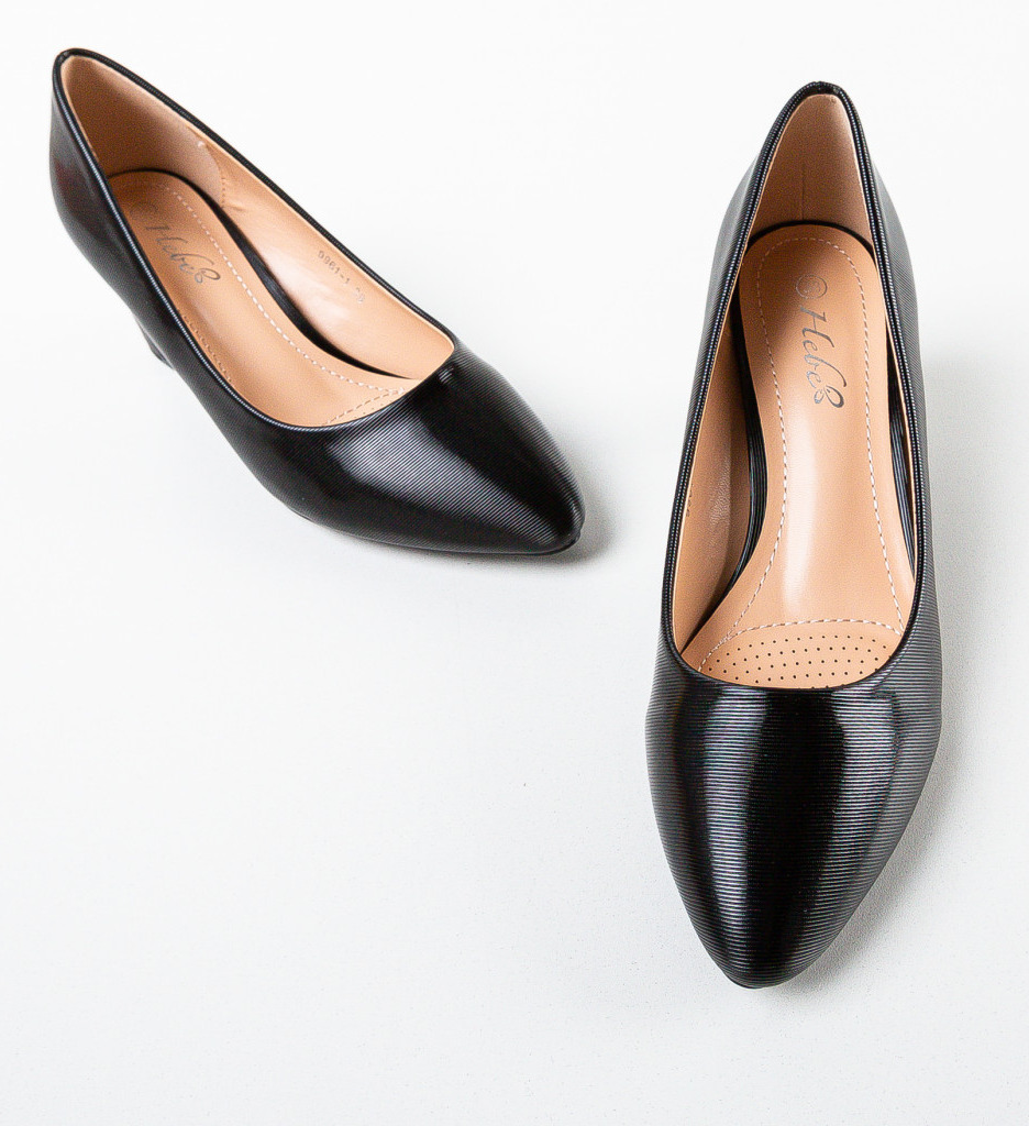 Pantofi Eleganti Bone Negri | Toc Subtire - imagine 5