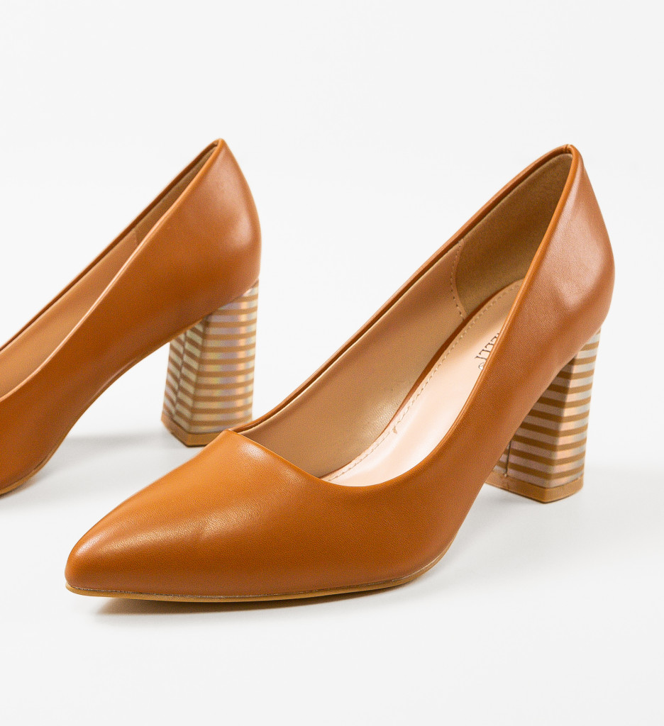 Pantofi cu Toc Camel Eleganți | Model Jaylen - imagine 8