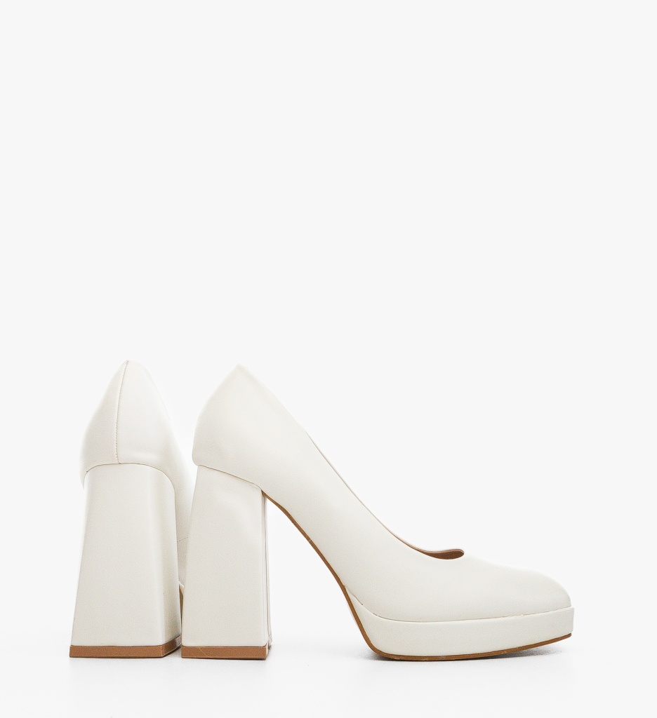 Pantofi Davis Albi cu Toc - Eleganță Pură - imagine 5