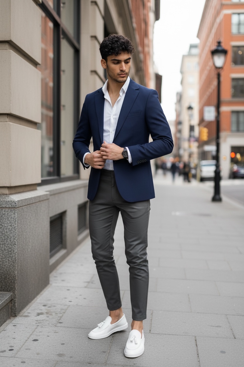 Sacou Barbati Slim Fit Bleumarin | Stil Modern - imagine 2