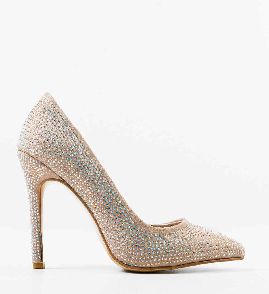 Pantofi Dama Pukan Bej cu Toc Eleganți - imagine 5