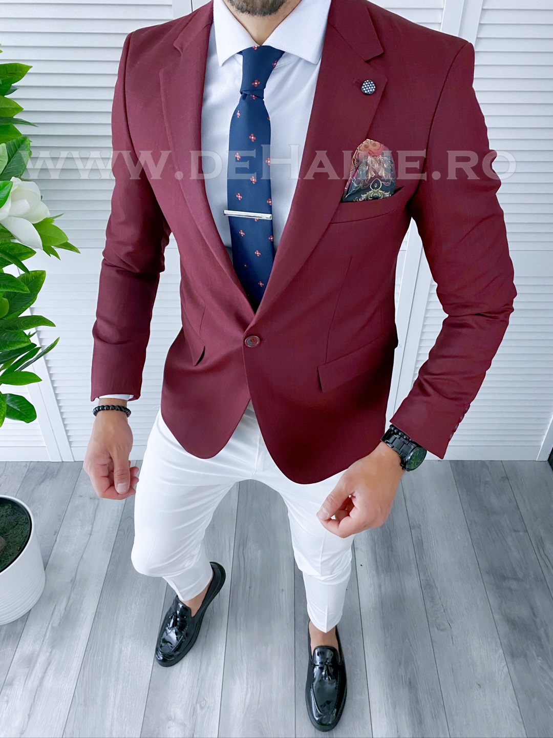 Sacou Bărbați Carouri Slim Fit Elegant