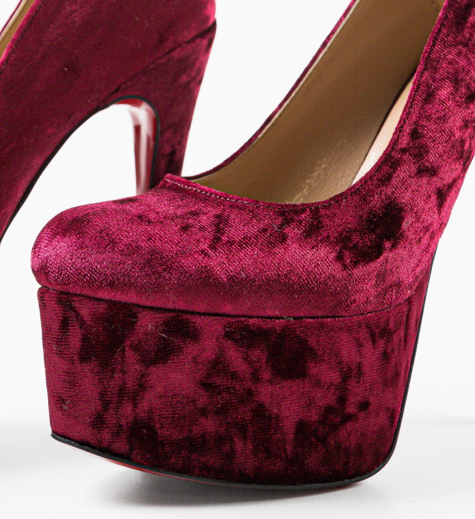 Pantofi dama Amanyt Grena eleganți cu toc - imagine 6