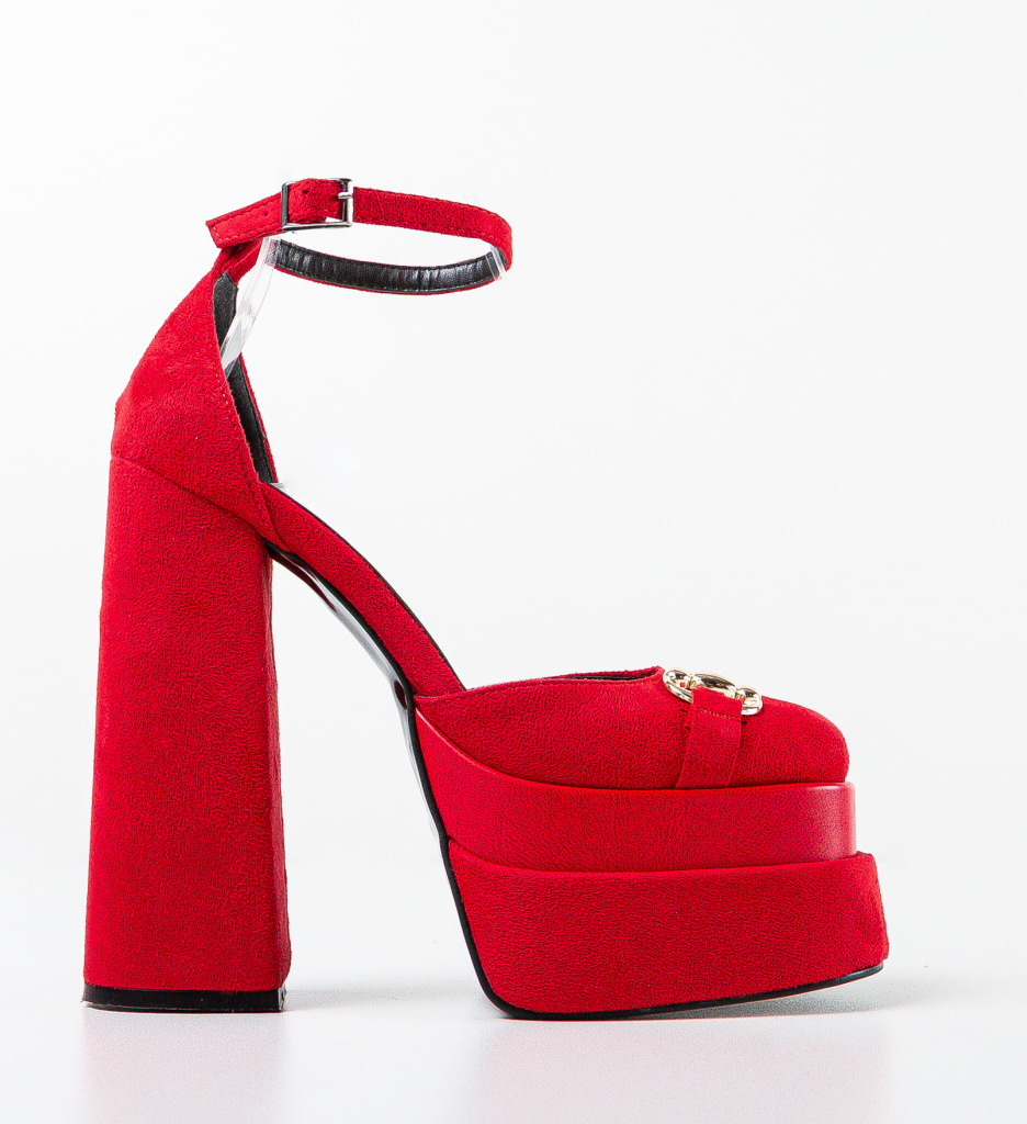 Pantofi Versoma Rosii cu Toc Eleganți - imagine 7