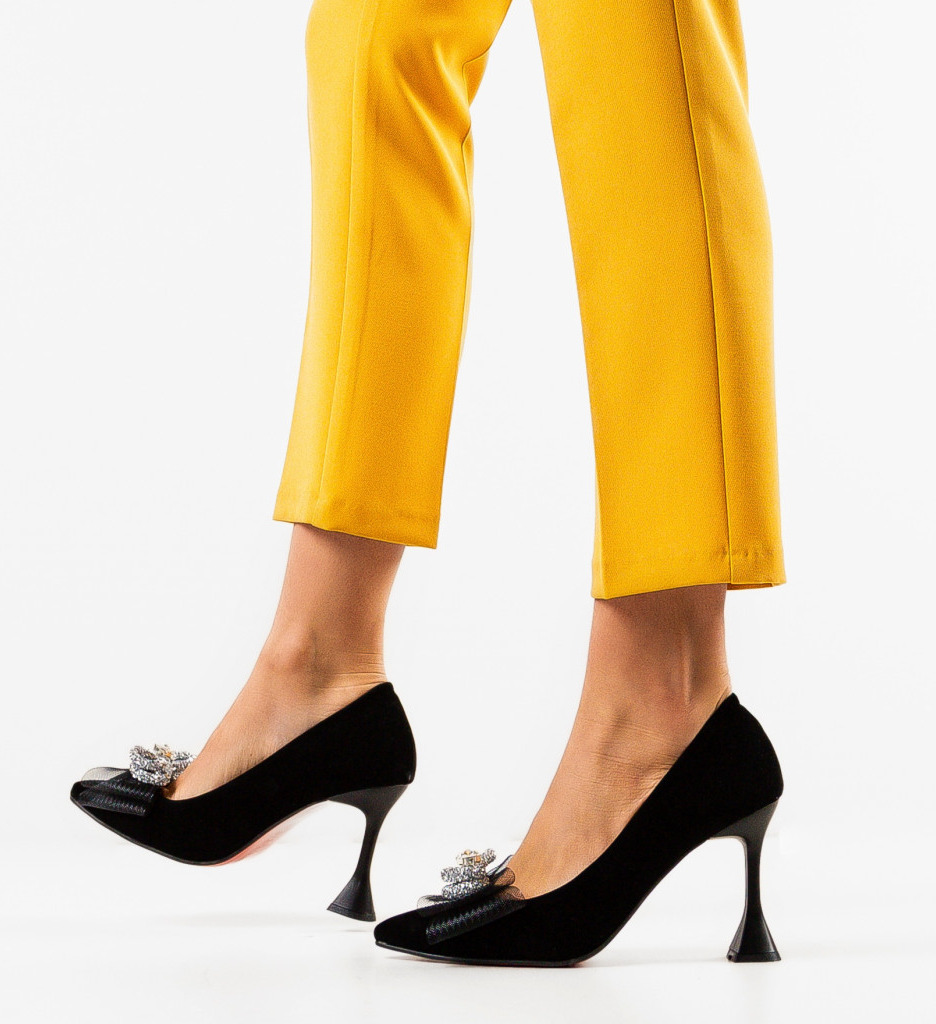 Pantofi Dydyan Negri Eleganți cu Toc - imagine 3