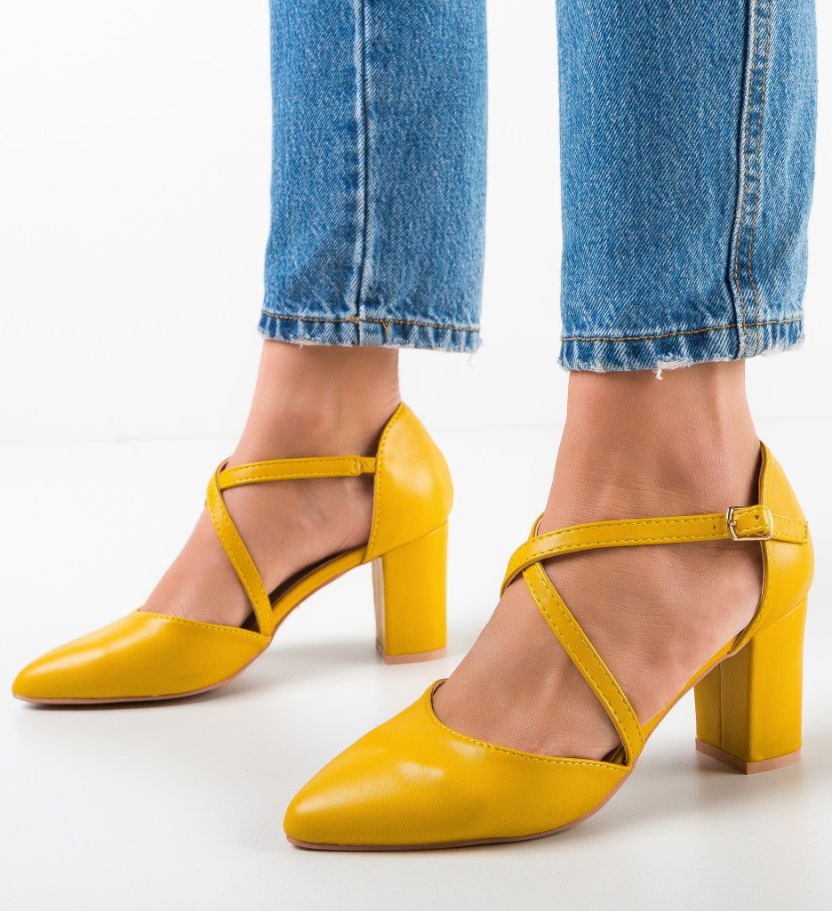 Pantofi Dama Rahma Galbeni | Stil și Eleganță - imagine 3
