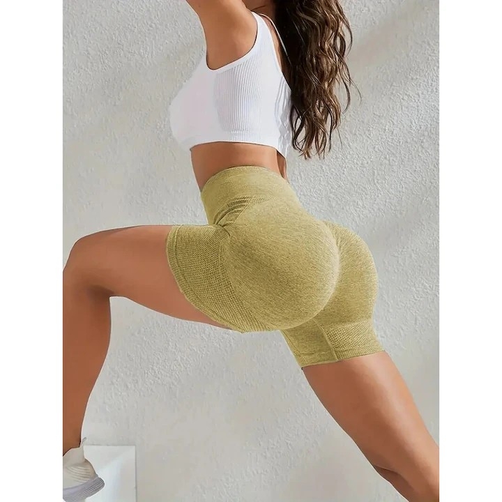 Colanti scurti dama Push-Up, talie inalta, galbeni, LGS03 - imagine 5