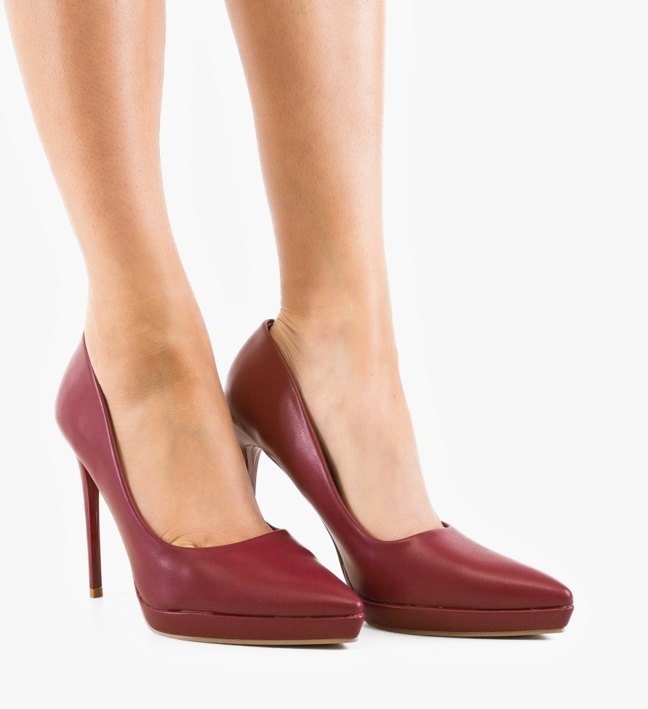 Pantofi Dadere Grena Eleganți cu Toc - imagine 2