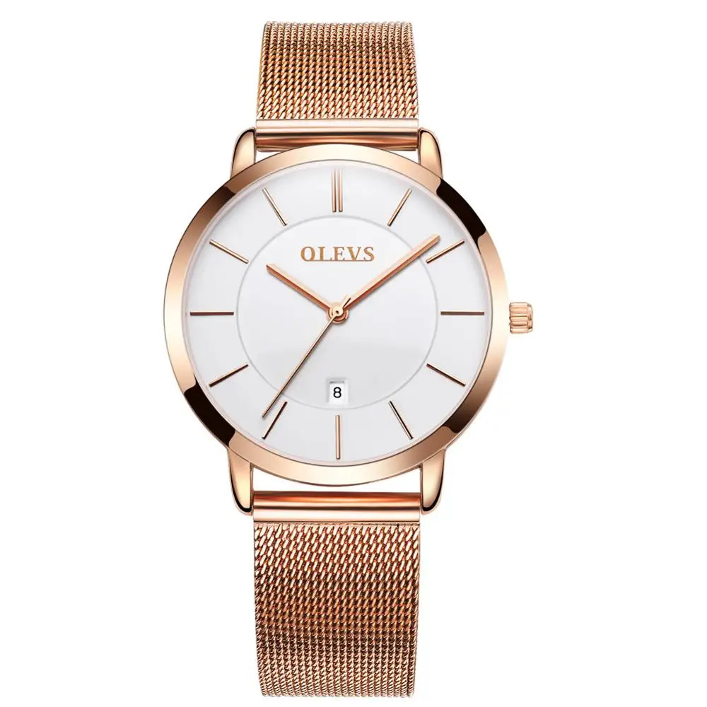 Ceas de dama Olevs CS1566, otel inoxidabil, rose gold