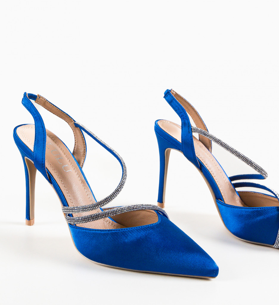 Pantofi Khan Albastri cu Toc Eleganți - imagine 8