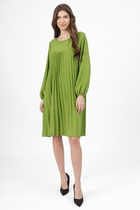 Rochie Plisata Midi Shopika Verde Deschis
