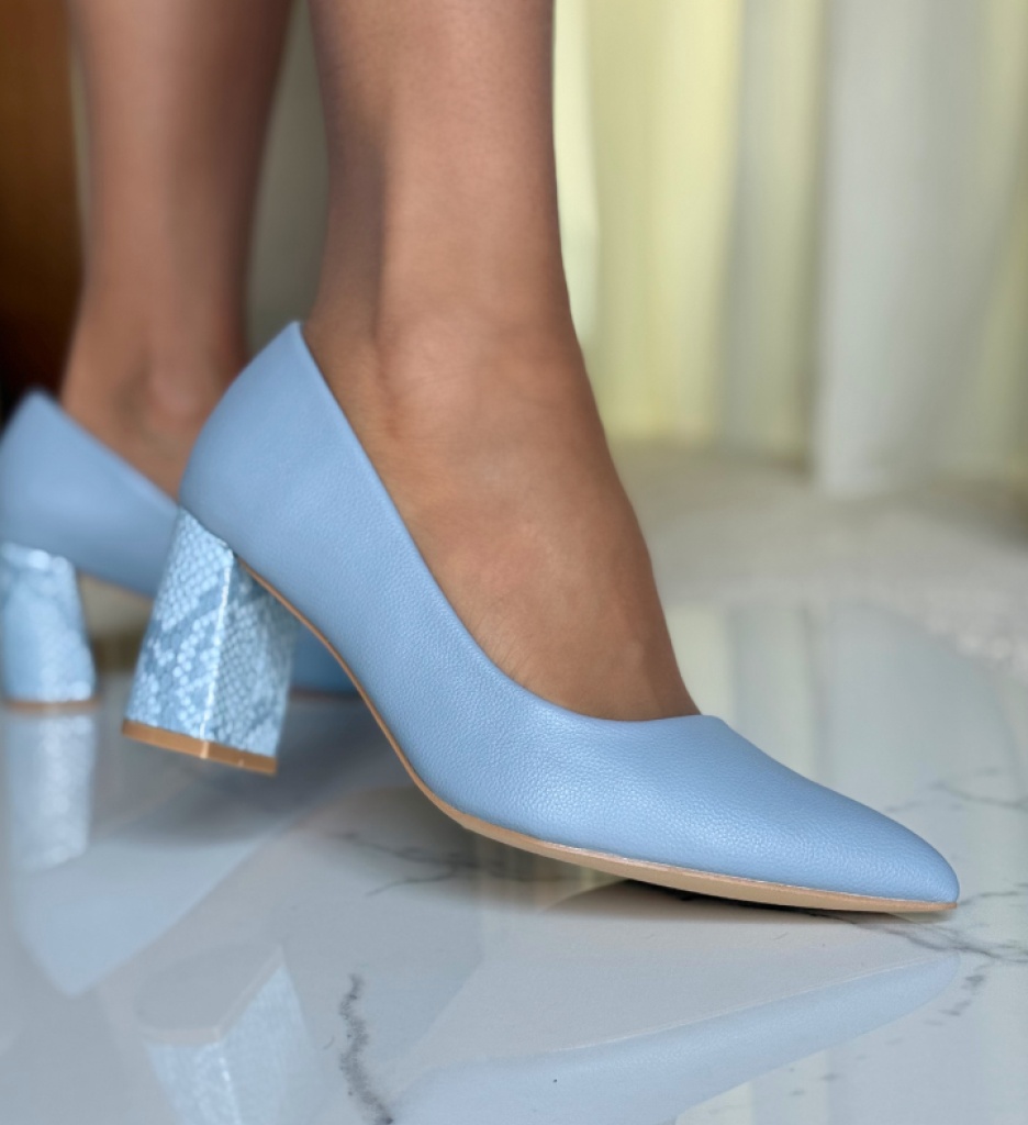 Pantofi Dama Jaylen Albaștri cu Toc Eleganți - imagine 3