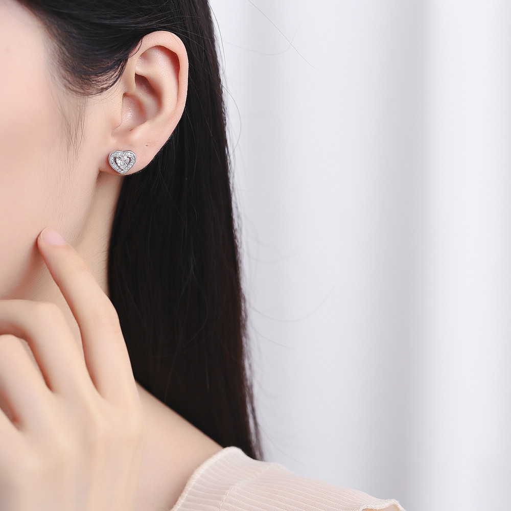 Cercei argint 925 inima cu zirconiu, JW782 Haifeng - imagine 2