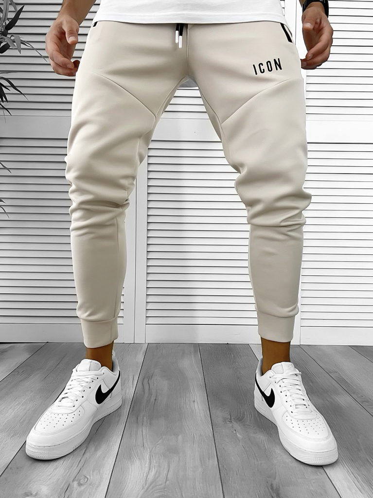 Pantaloni Conici Bej din Silon - Confort Modern