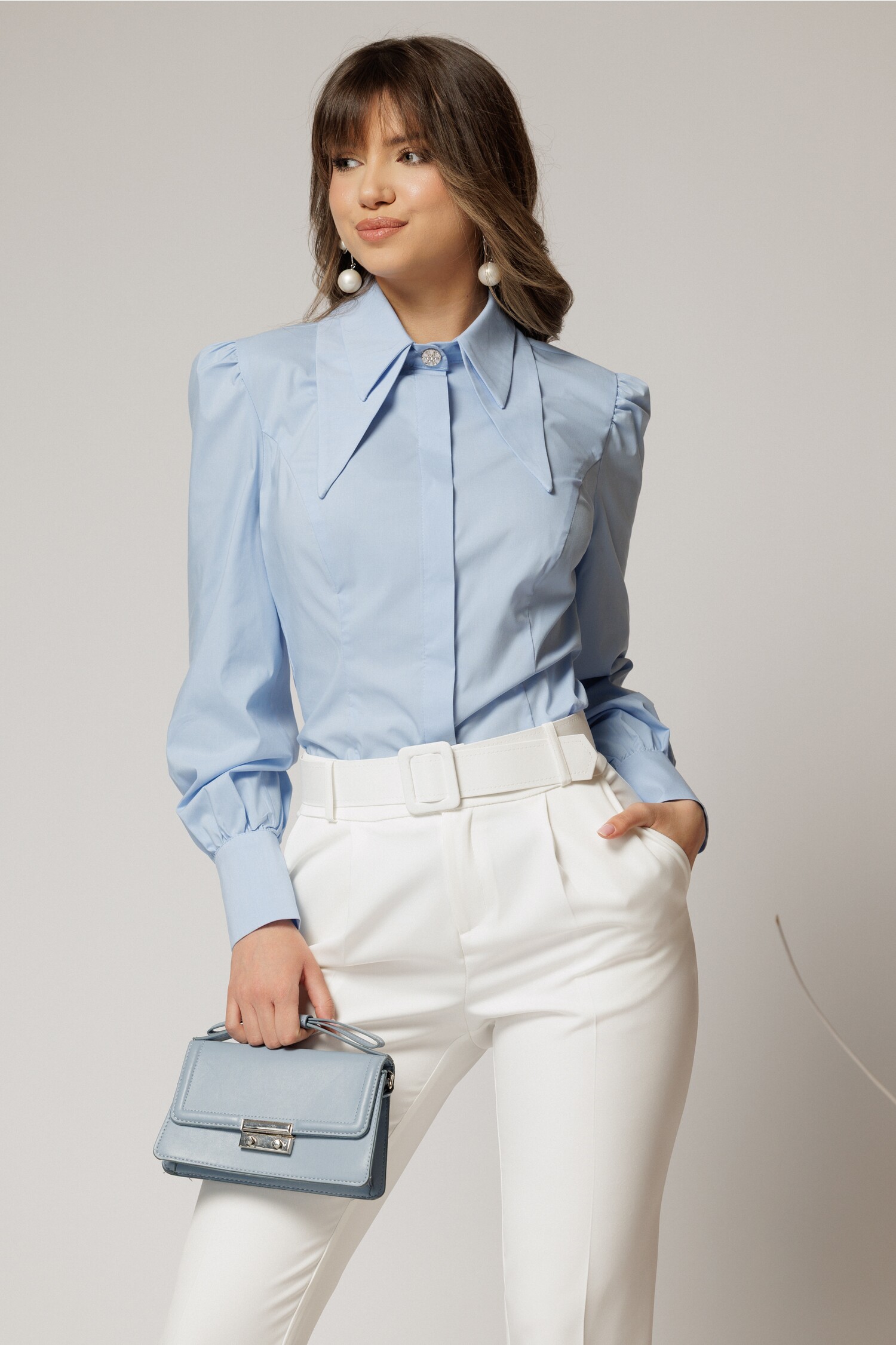 Cămașă DY Fashion Bleu Poplin cu Croi Cambrat