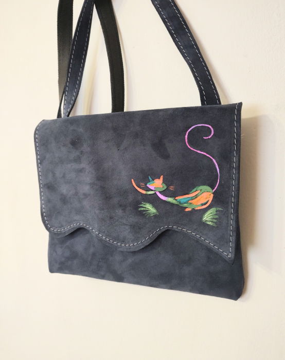 Geanta Piele Intorsă Pisicuta Shopika | Design Unic