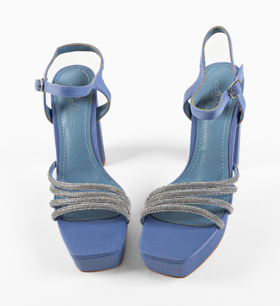 Sandale cu Toc Troy Albastre - Stil Feminin - imagine 5
