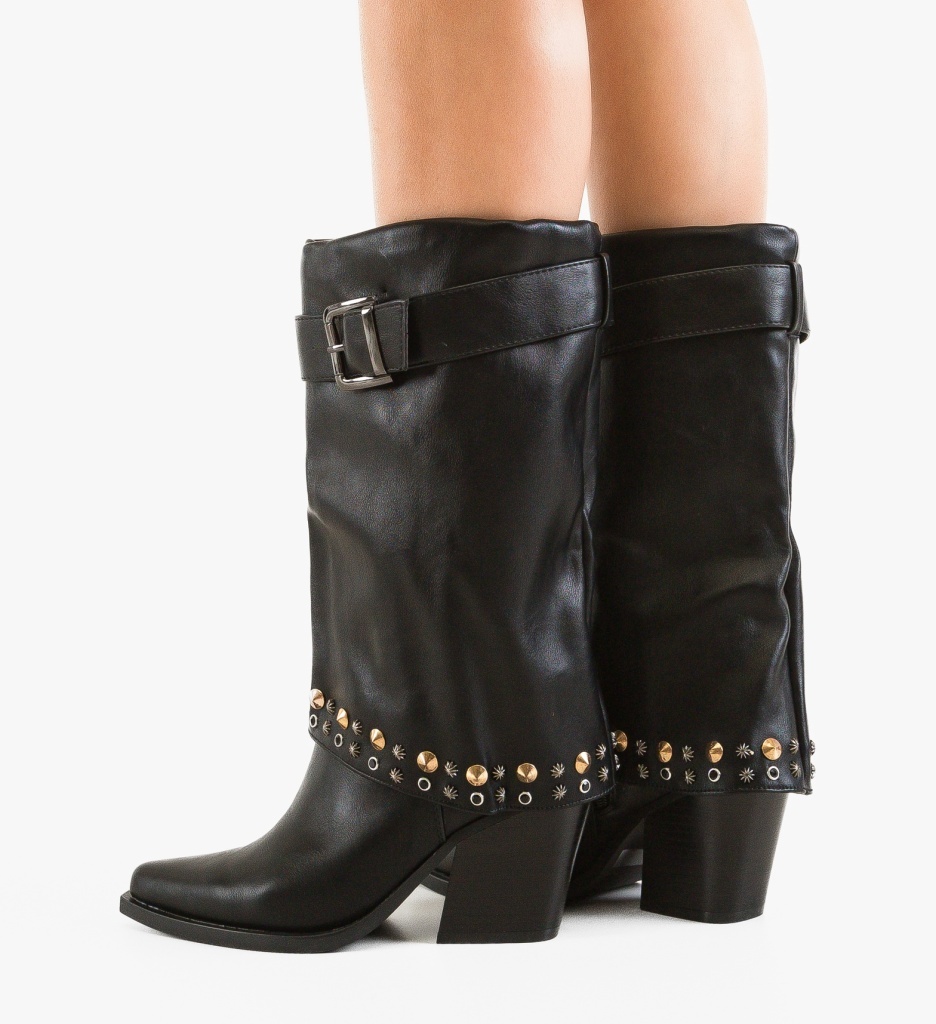 Cizme Dama Leah Negre Piele | Depurtat - imagine 5