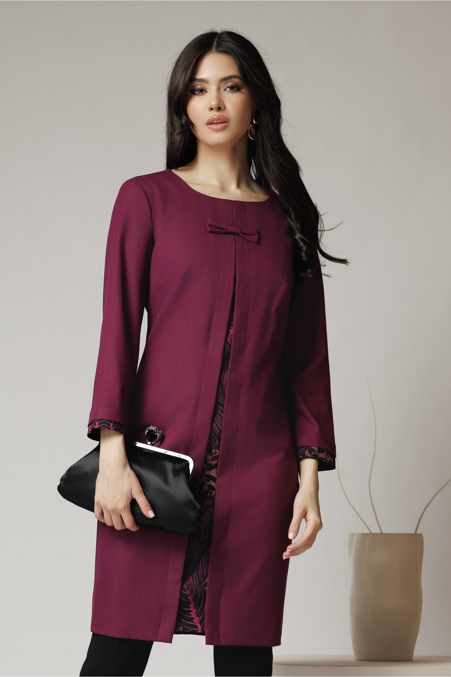 Rochie Office Elegantă din Stofă Mov