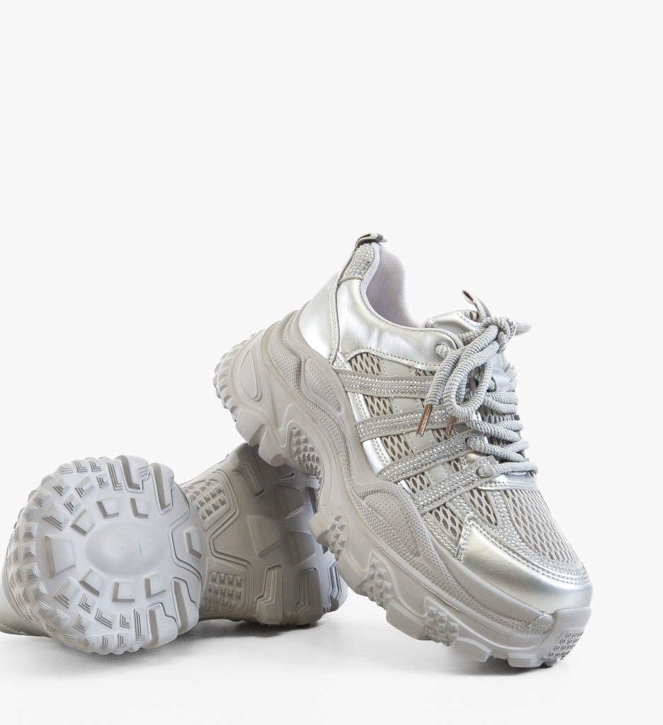Sneakers Dama Zerra Argintii - Stil și Confort Sport - imagine 3