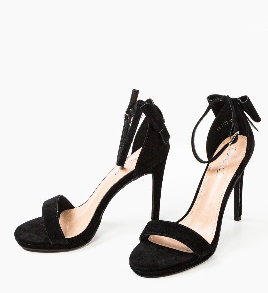 Sandale Tartillas Negre cu Toc Elegante - imagine 4