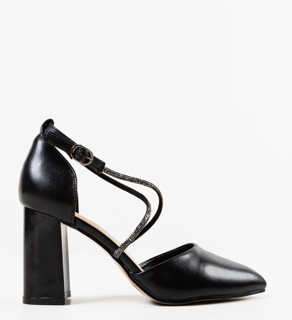 Pantofi Doitei Negri Eleganți cu Toc - imagine 4