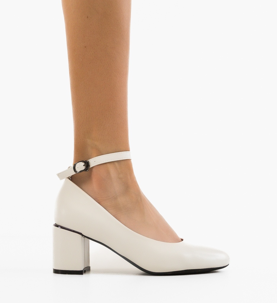 Pantofi Dama Albi cu Toc | Eleganță și Stil - imagine 3