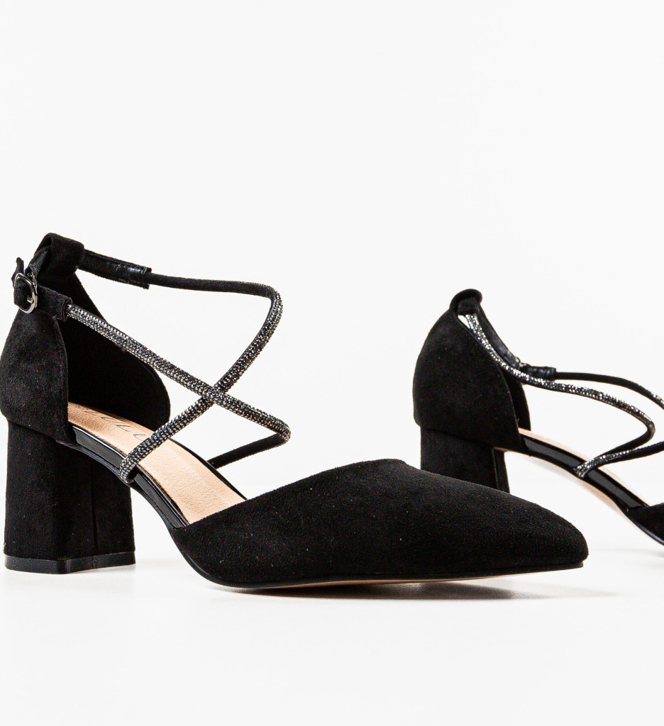 Pantofi Doraj Negri Eleganți cu Toc - imagine 6