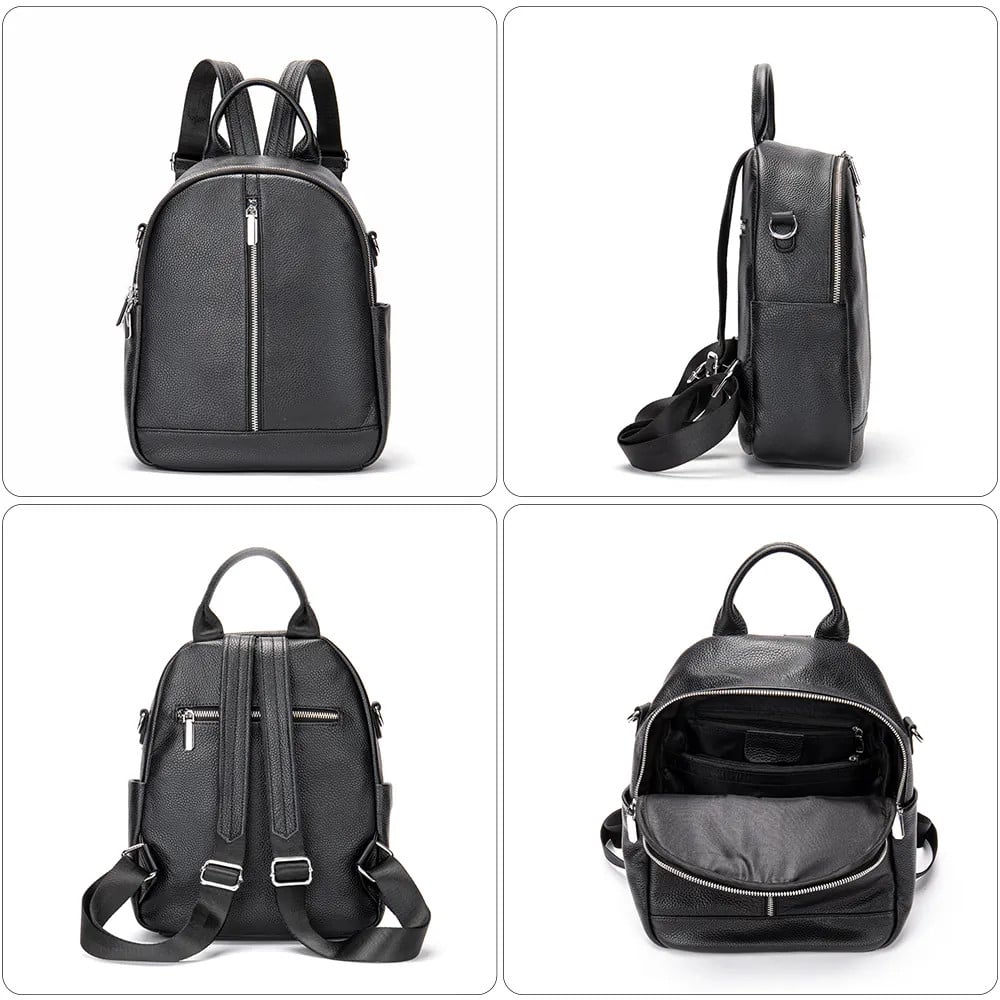 Rucsac Dama Delis Isadora Piele Naturala Negru - imagine 3