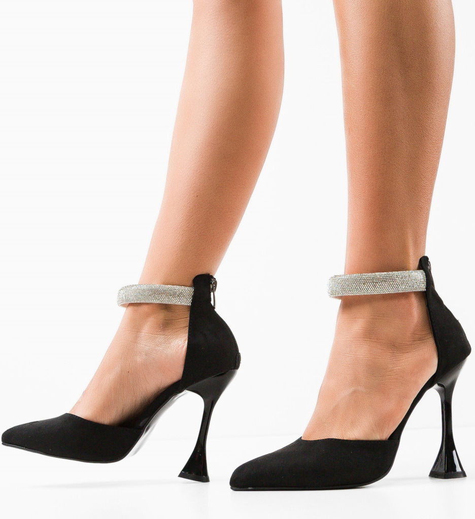 Pantofi Mytys Negri Eleganți cu Toc - imagine 3