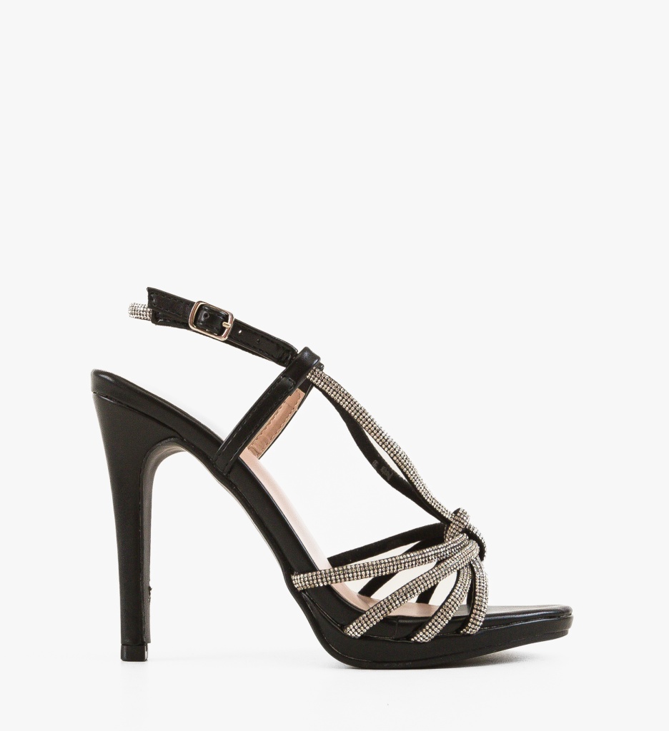 Sandale Elegante cu Toc Carden Negre - imagine 6