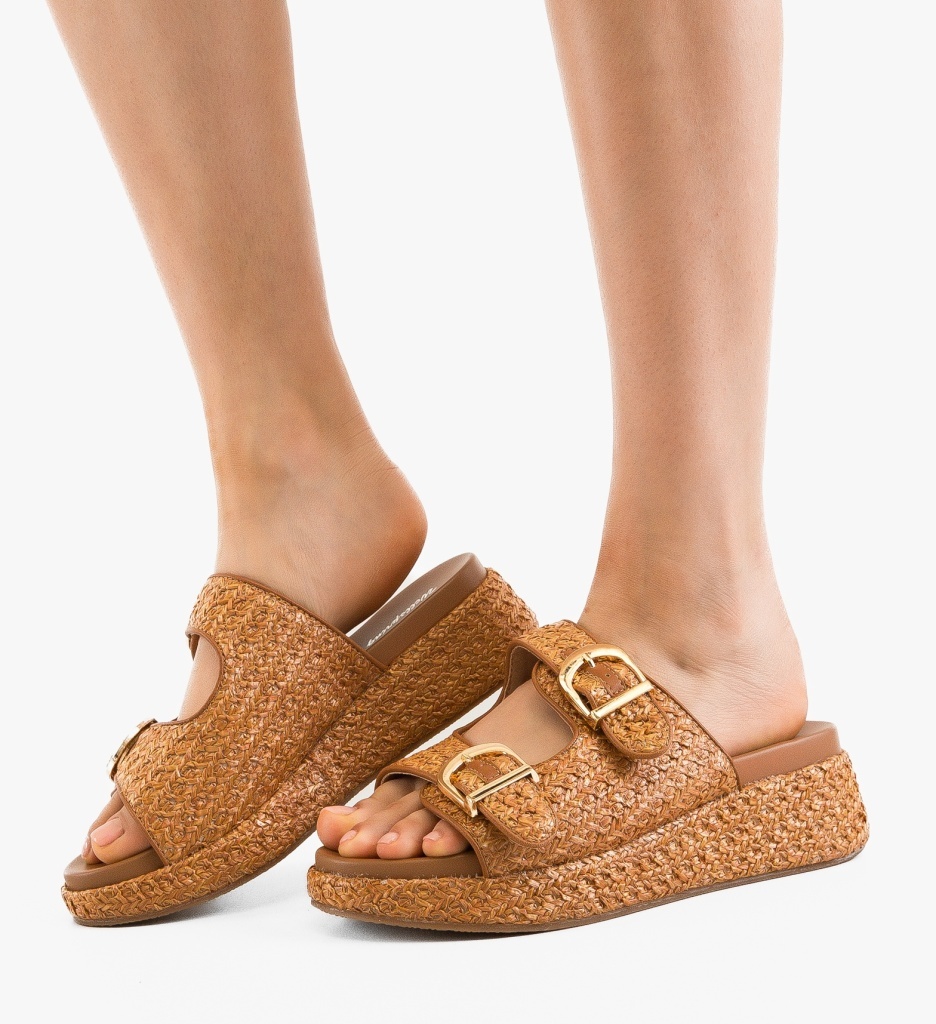 Papuci Dama Ucrey Camel Eleganți și Confortabili