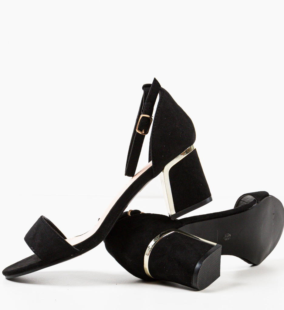 Sandale Ycono Negre cu Toc Elegant