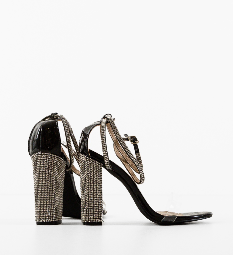 Sandale Tuluga Negre cu Toc Elegant - imagine 5