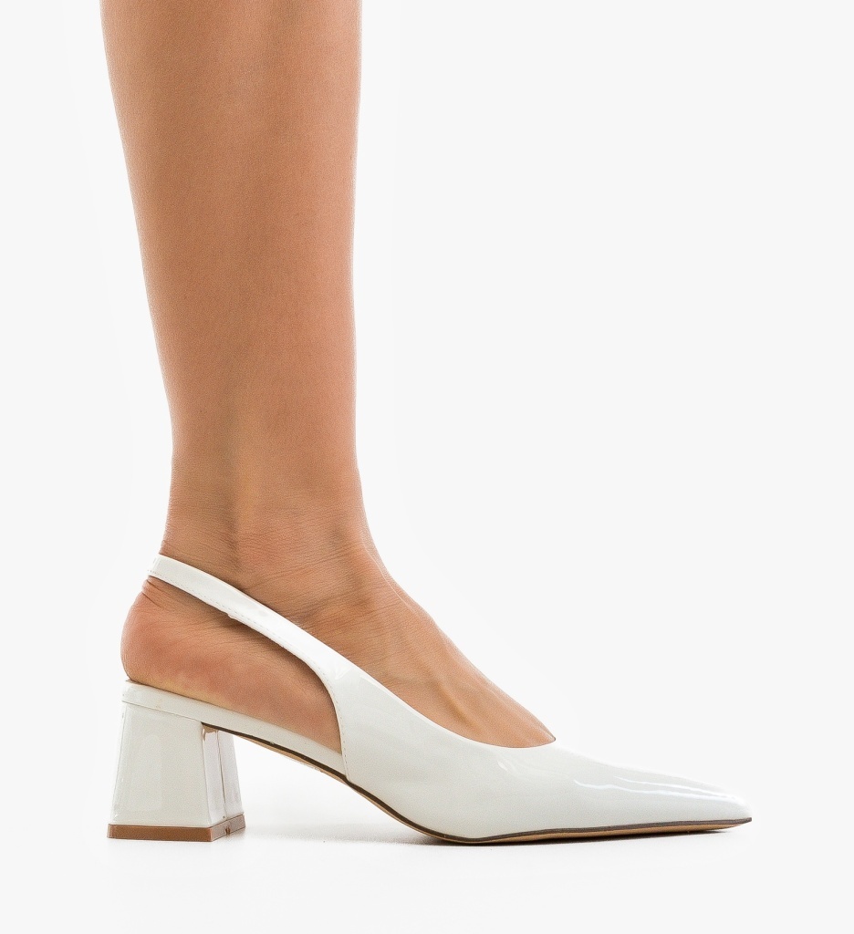 Pantofi Dama Deder Albi Eleganți cu Toc - imagine 4