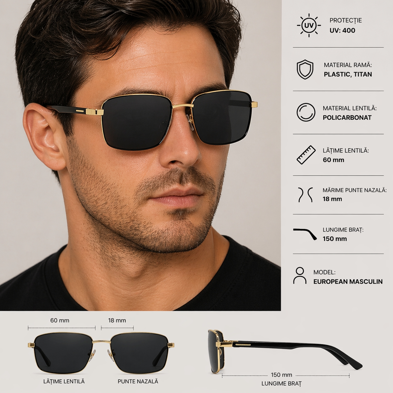 Ochelari de Soare Picadili Barbati cu Protectie UV400 - imagine 3
