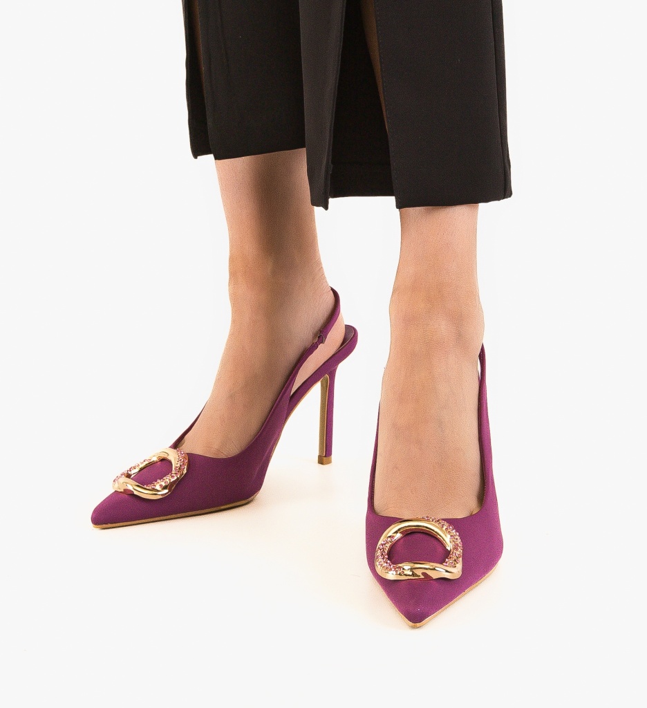 Pantofi Dama Omar Mov cu Toc Eleganți - imagine 4
