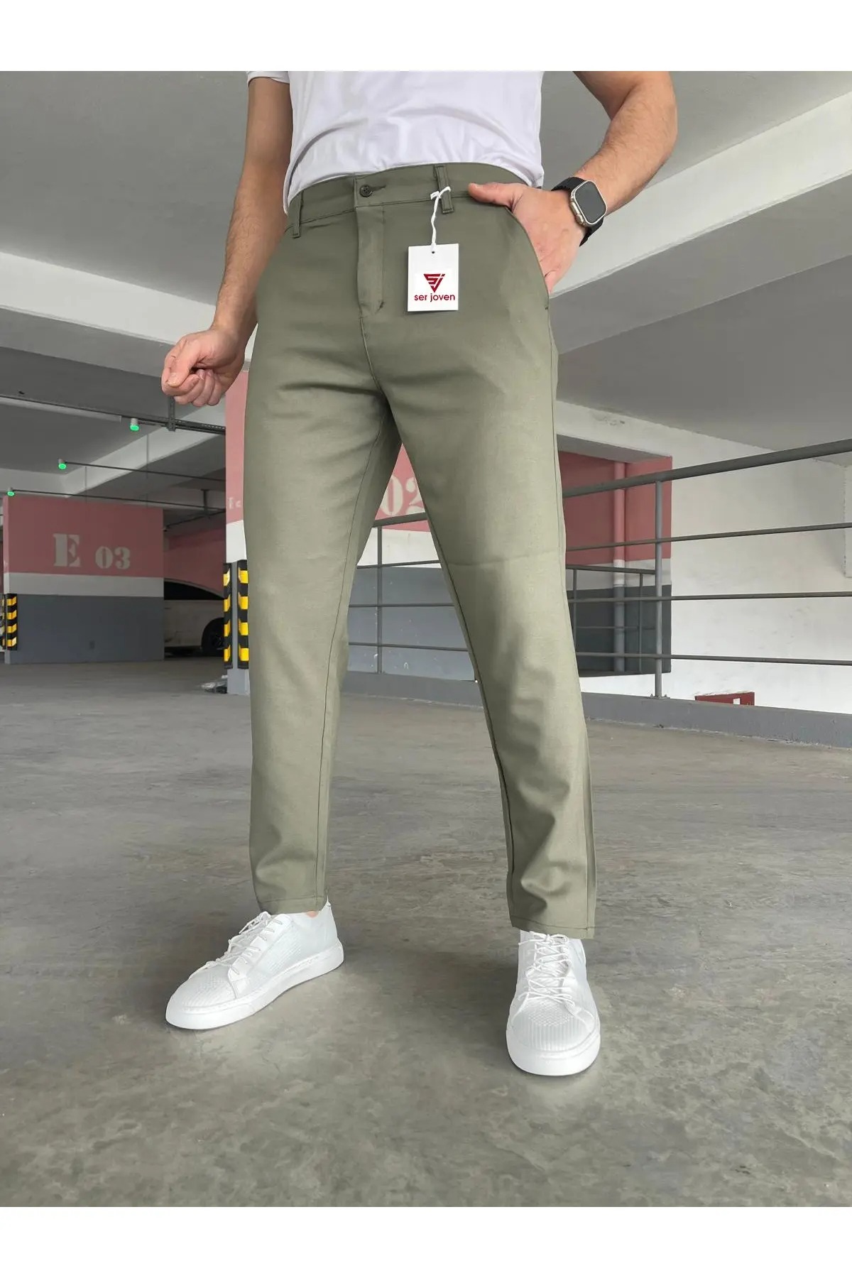 Pantaloni barbati casual kaki C001