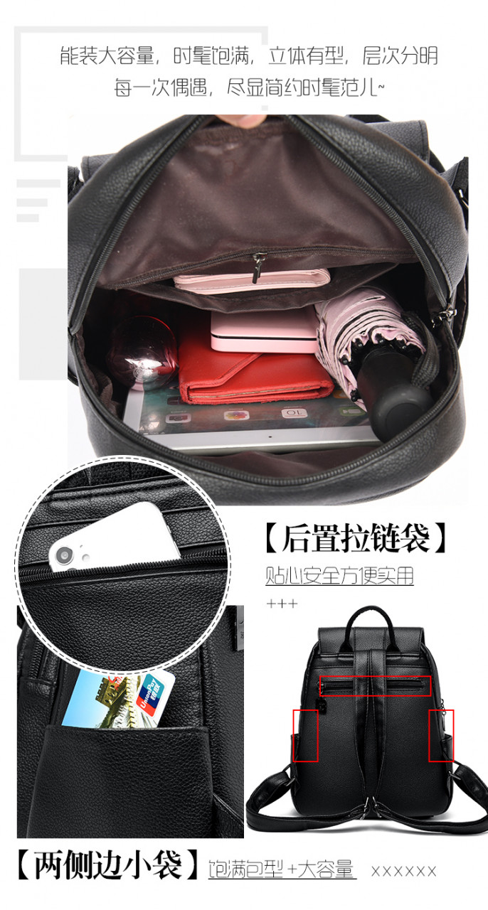 Rucsac dama Pfy Rosalyn GT1901, negru, 32x12x26 cm - imagine 10